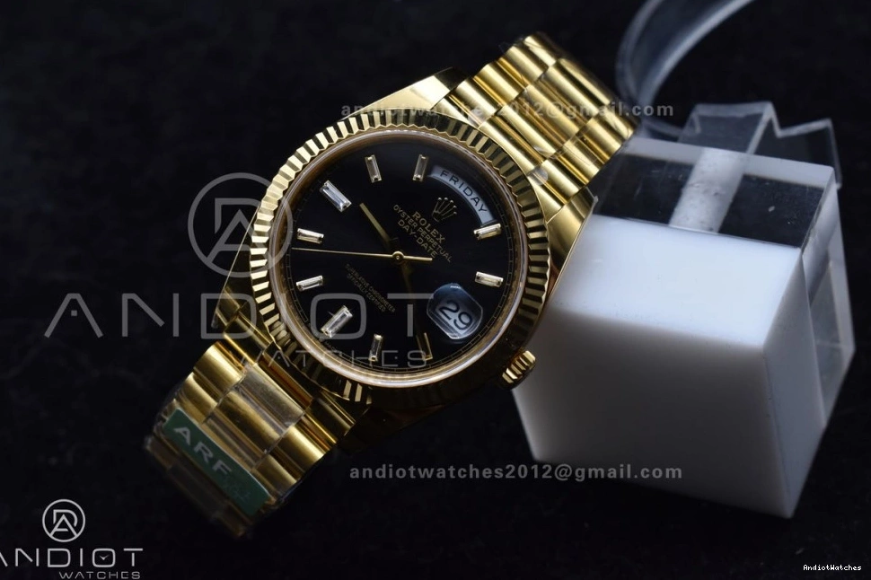 Soft 1:1 Date Bracelet ARF Weight) Crystal On President (Gain 656 Best YG Day Edition Black Dial 228238 VR3255 40 0228